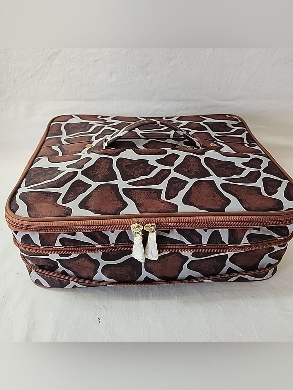 Joy Mangano Jewel Kit Duo Jewelry Makeup Travel Organizer Zip Animal Print Case